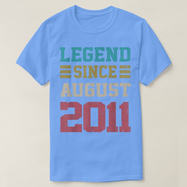 Camiseta 11 Years Old Gifts Legend Since August 2011th Birt (Frente do Design)