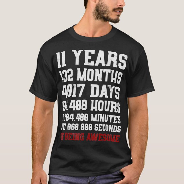 Camiseta 11 Years old of Being Awesome  11th Birthday  Gift (Frente)