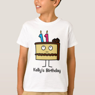 Camiseta 11o Bolo de aniversário com velas