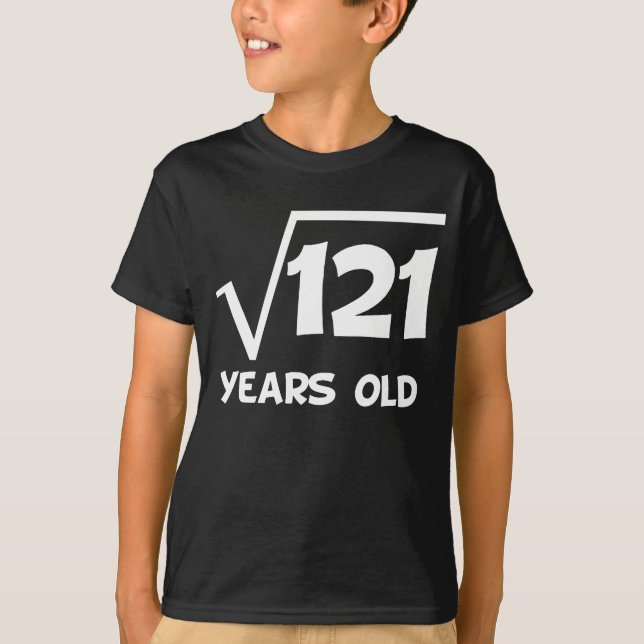 Camiseta 11o Raiz quadrada do aniversário de 121 (Frente)