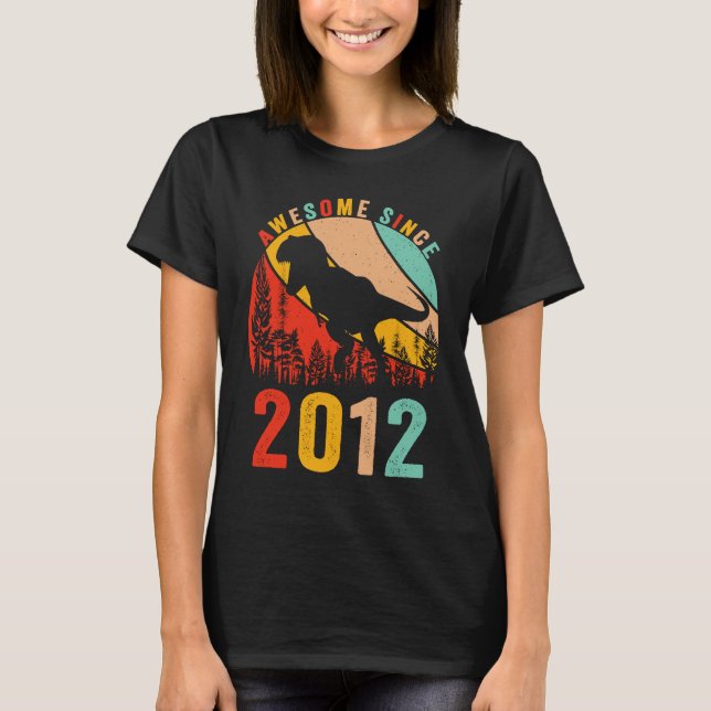 Camiseta 11th Bday Dinosaur T Rex Boys Retro Awesome Since  (Frente)
