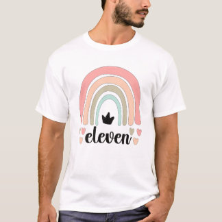 Camiseta 11Th Birthday Boho Rainbow Party Kids Eleven Years