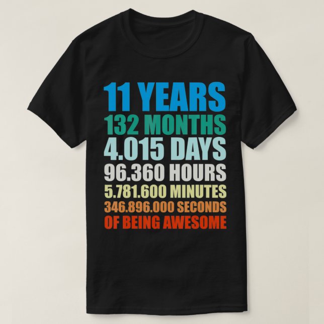 Camiseta 11th Birthday Gift Boy 11 Years Being Awesome  (Frente do Design)