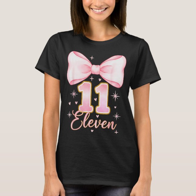 Camiseta 11th Birthday Girl Coquette Bow Its My Eleven Birt (Frente)
