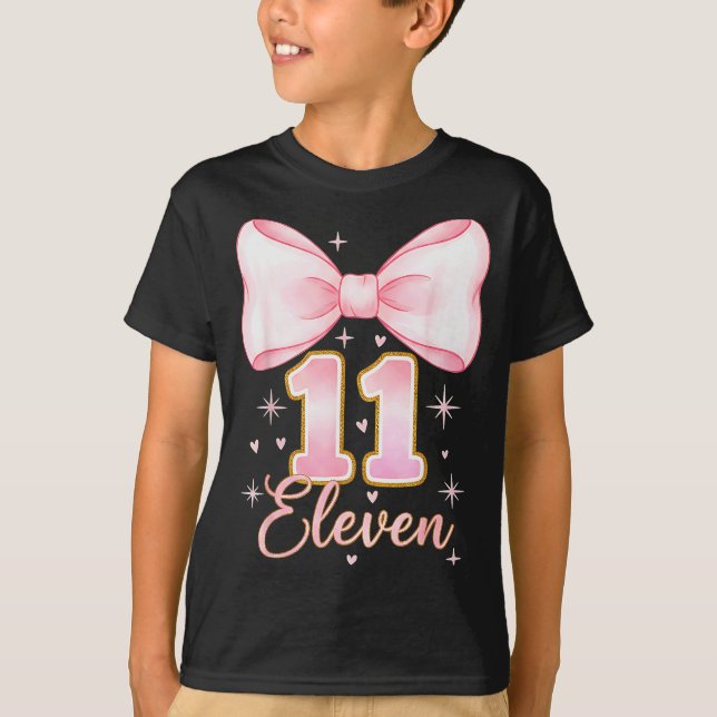 Camiseta 11th Birthday Girl Coquette Bow Its My Eleven Birt (Frente)
