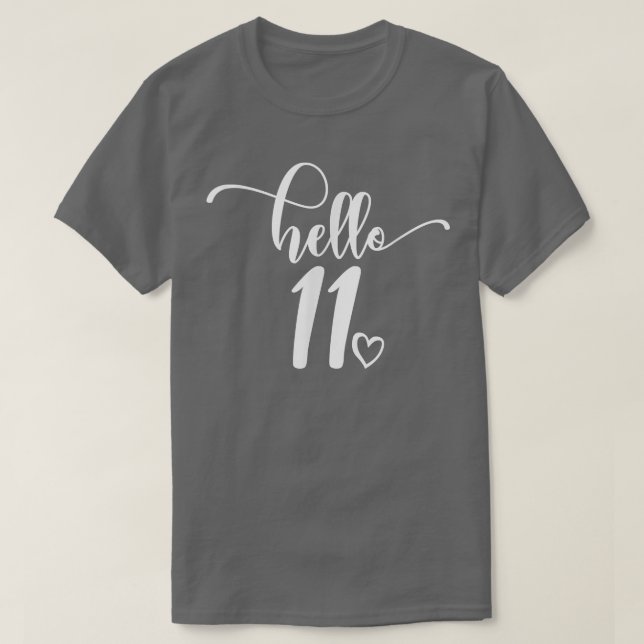 Camiseta 11th Birthday, Girls, Hello 11, For Her, Cute 11 Y (Frente do Design)