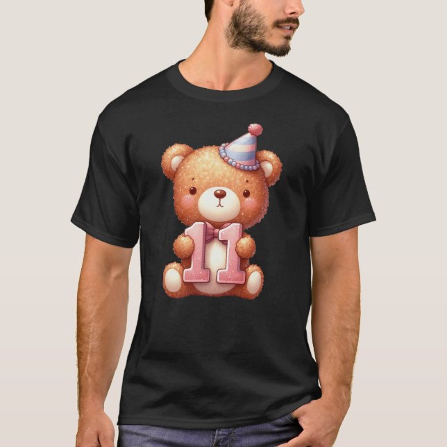 Camiseta 11th Birthday Happy Birthday Brown Teddy Bear (Frente)