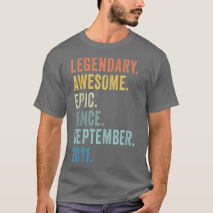 Camiseta 11th Birthday Legendary Epic Awesome Since Septemb