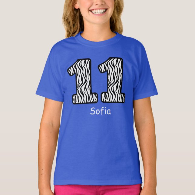 Camiseta 11th Birthday ZEBRA Custom Name V10 (Frente)