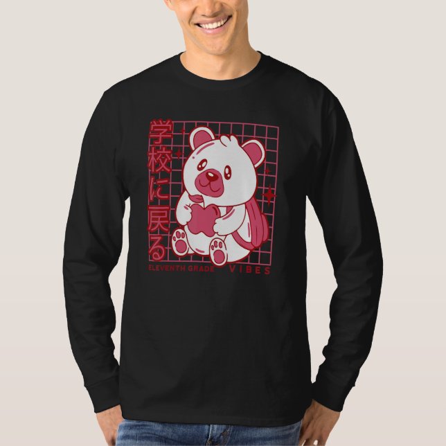 Camiseta 11th Grade Vibes Back to School Teddy Bear Japanes (Frente)