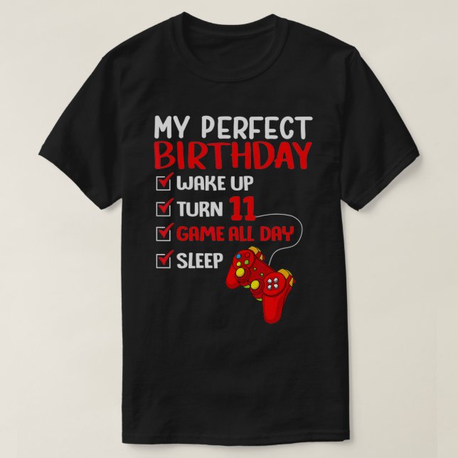 Camiseta 11th Perfect Birthday Gaming 11 Years Old Gamer Bo (Frente do Design)