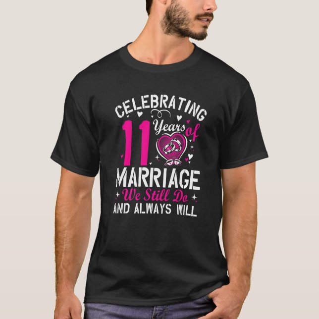 Camiseta 11th Wedding Anniversary Matching Couple Men Women (Frente)