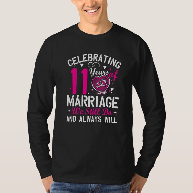Camiseta 11th Wedding Anniversary Matching Couple Men Women (Frente)