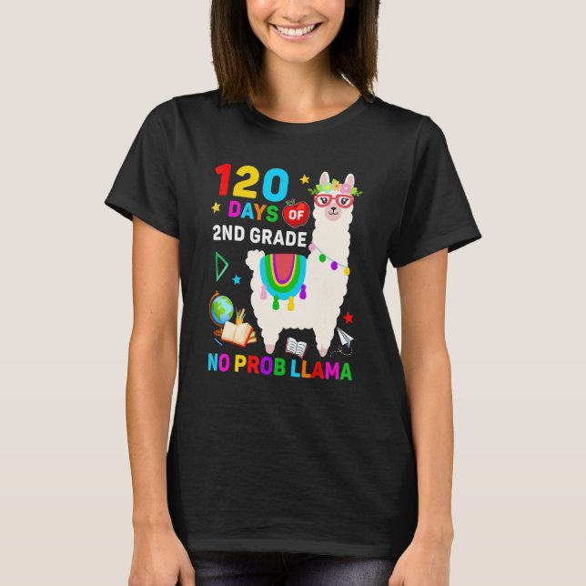 Camiseta 120º Dia de Escola Sem Prob Llama 120 Dias de 2º  (Frente)