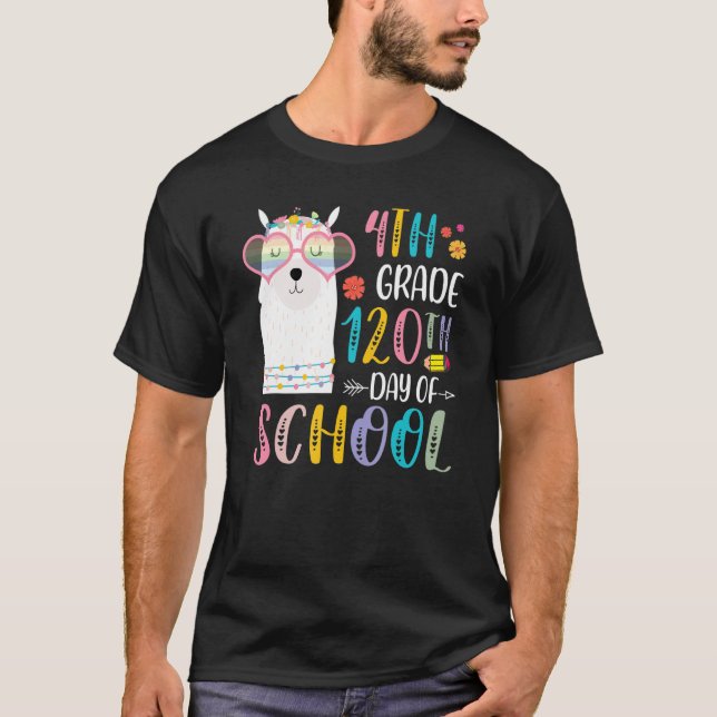 Camiseta 120º dia de Escola Sem Problema Lhama 120 Dias de  (Frente)