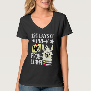 Camiseta 120º Dia Sem Problemas Llama 120 Dias De Pré-
