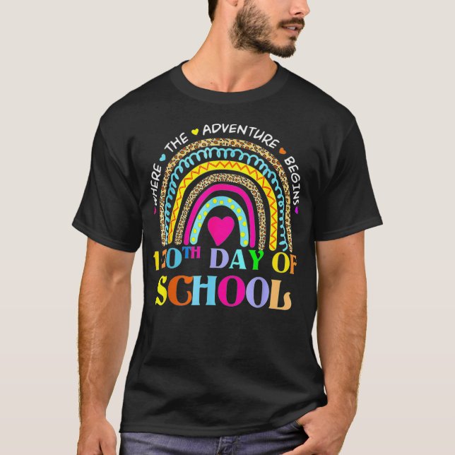 Camiseta 120.º Dia de Professora Escolar 120 Dias De Chuva  (Frente)