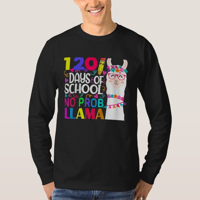 Camiseta 120 Days Of School No Prob llama Llama Teacher And (Frente)