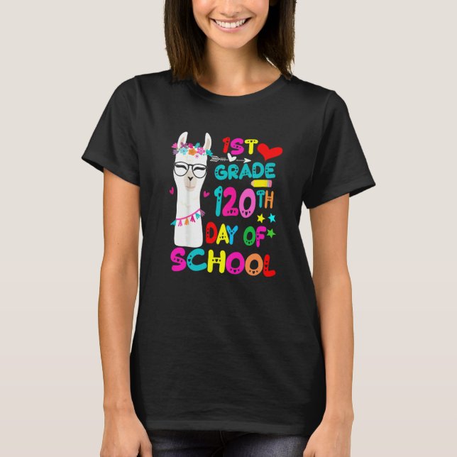 Camiseta 120th Day Of School No Prob Llama Happy 120th Day  (Frente)