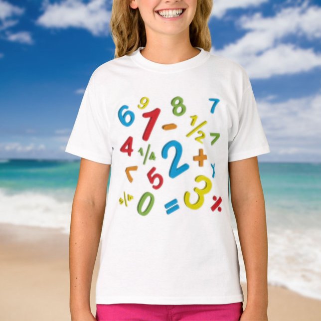 Camiseta 123 Números Matemática Colorida (123 Numbers Math Colorful T-Shirt)