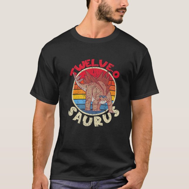 Camiseta 12 Aniversário 12 O Saurus Stegosaurus I Família (Frente)
