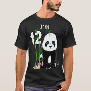 Camiseta 12 Aniversário De 12 Anos Festa Animal Panda