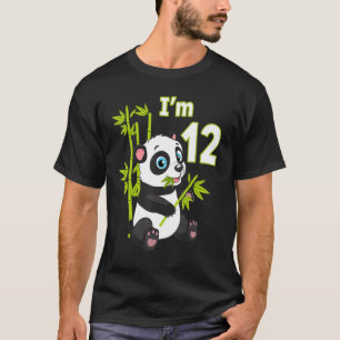Camiseta 12 Aniversário De 12 Anos Festa Animal Panda 2