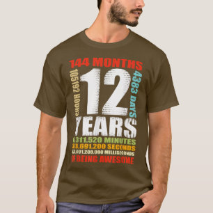 Camiseta 12 Aniversário De 12 Anos Meninas Crianças De 12 A