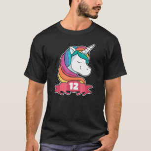 Camiseta 12 Aniversário Para Meninas Tema Unicorn