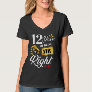 Camiseta 12 Anos De Ser O Sr. Certo Engraçado Casal Casando