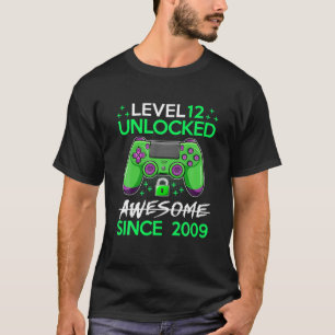 Camiseta 12 anos Garoto De Presente Nível 12 Desbloqueado