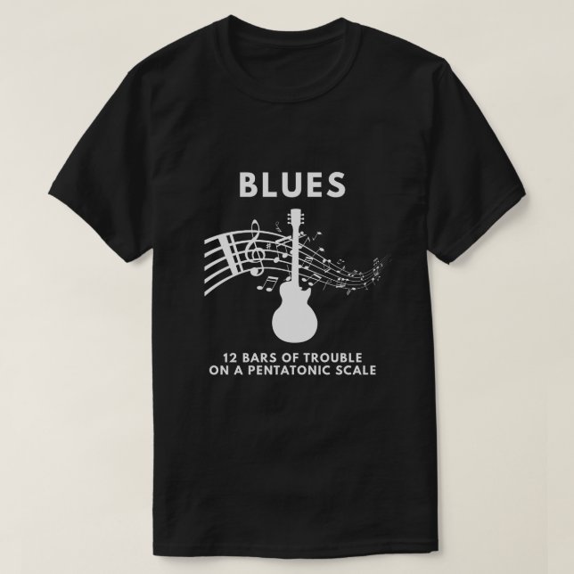 Camiseta 12 Bares De Música Blues Com Problemas (Frente do Design)
