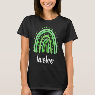 Camiseta 12 Birthda Verde Arco-Íris De Doze Anos