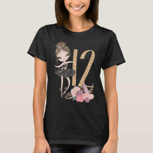 Camiseta 12 Birthday Ballerina Bat Mitzvah Doze Girl Ba