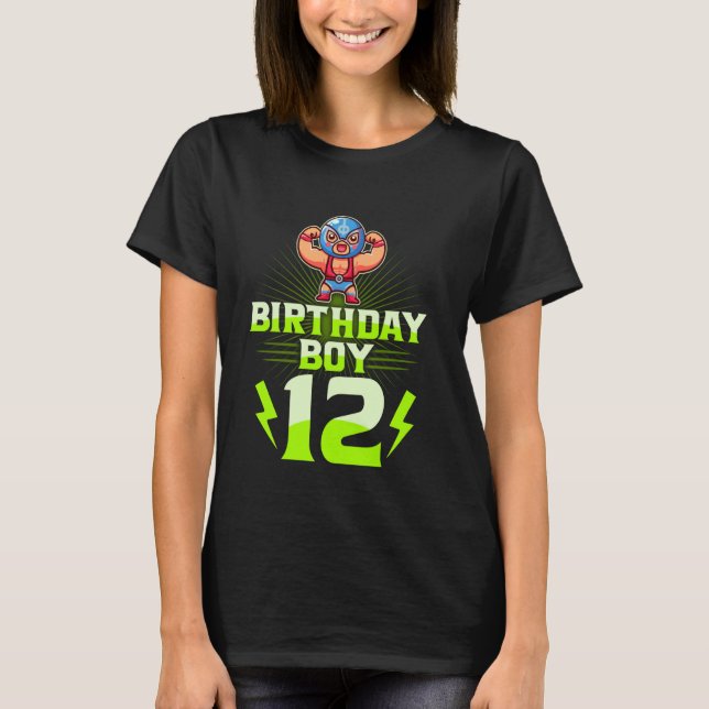 Camiseta 12 Birthday Boy 12 Year Old Luta Wrestand (Frente)
