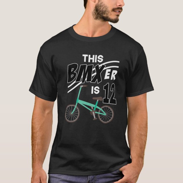 Camiseta 12 Birthday Boy BMX Bike Bicicleta 12 Anos (Frente)