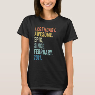 Camiseta 12 Birthday Boy Legendário Epic Incrível Desde Feb