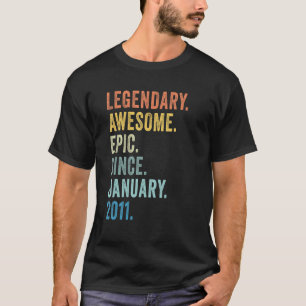 Camiseta 12 Birthday Boy Legendário Epic Incrível Desde Jan