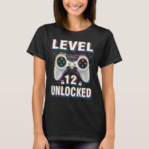 Camiseta 12 Birthday Boy Level 12 Desbloqueado Video Gamer 
