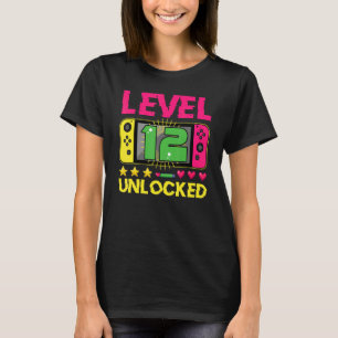 Camiseta 12 Birthday Boy Level 12 Desbloqueado Video Gamer