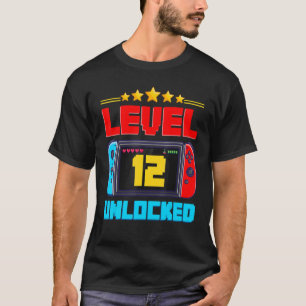 Camiseta 12 Birthday Boy Level 12 Desbloqueado Video Gamer