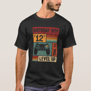 Camiseta 12 Birthday Boy Time To Level Up 12 Anos