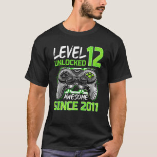 Camiseta 12 Birthday Boys Level 12 Desbloqueado Incrível 20