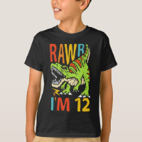 12 Birthday Dinossaur T Rex Rawr Eu tenho 12 anos 