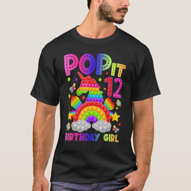 Camiseta 12 Birthday Fidget Toy Pop It Birthday Girl 12 Y (Frente)