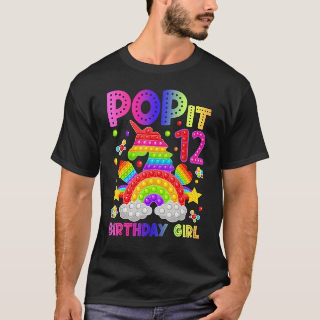 Camiseta 12 Birthday Fidget Toy Pop It Birthday Girl 12 Y (Frente)