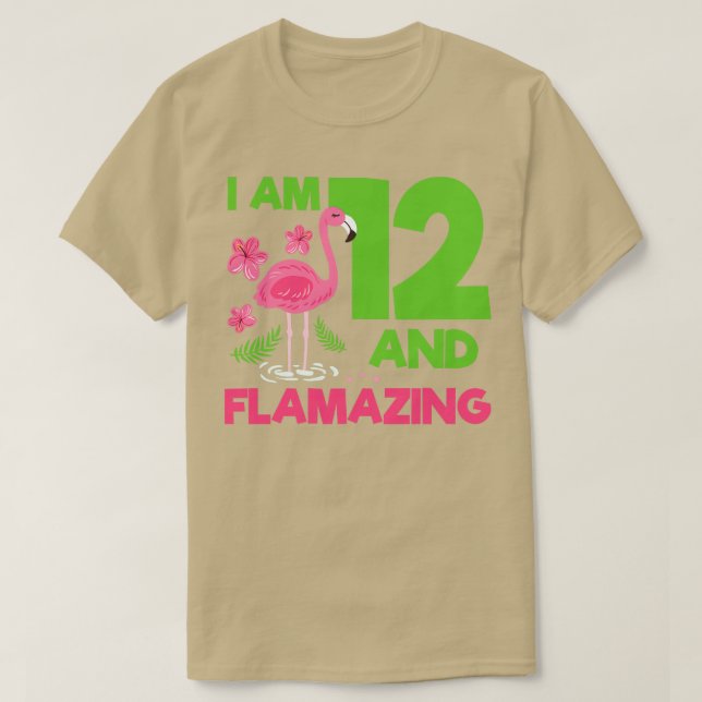 Camiseta 12 Birthday Flamingo 2 (Frente do Design)
