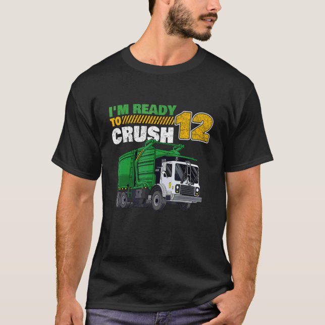 Camiseta 12 Birthday Garbage Truck 12 Anos (Frente)