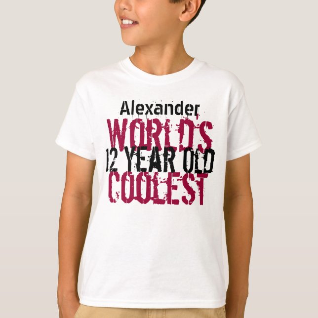 Camiseta 12 Birthday Gift World's Coolest de 12 anos (Frente)