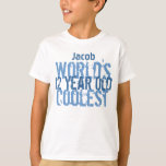 Camiseta 12 Birthday Gift World's Coolest de 12 anos<br><div class="desc">Tem uma criança especial de 12 anos em sua vida?   Então que tal esta camisa mais legal do mundo de 5 anos,  com um lugar para adicionar um nome?  Todo o texto é personalizável,  então você pode mudar o Coolest ou o ano para qualquer coisa que ajustado. Bonito!</div>